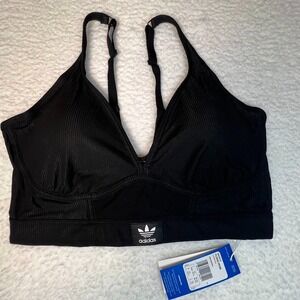 Adidas Plunge Brami Rib Modal Bralette Sports Bra Black 2XL NWT Adjustable